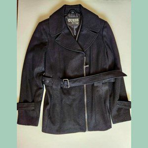 Guess/Womens Wool blend Black Belted Coat-Size Large